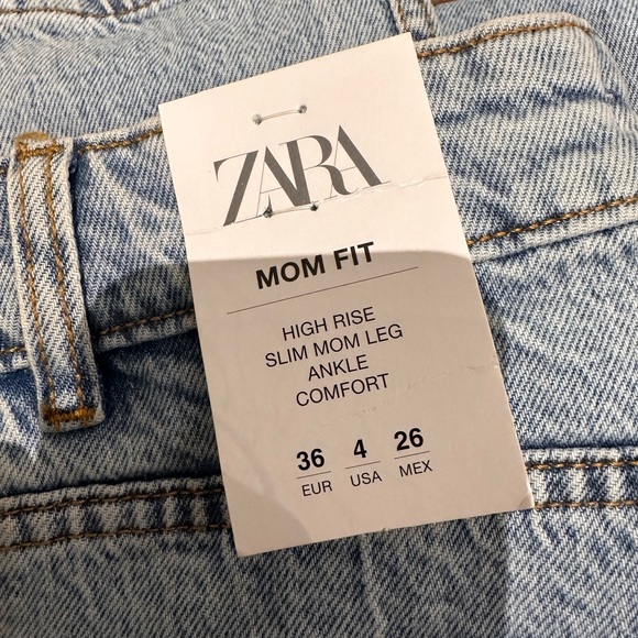 ZARA Mom Fit Jeans, Size 4, Colour Light Blue, Never Worn - Picture 7 of 7